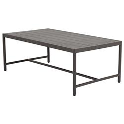 Aurora Mid Century Graphite Aluminum Rectangular Outdoor Coffee Table|