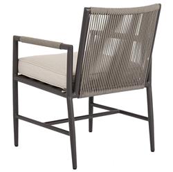 Aurora Mid Century Ash Cushion Aluminum Outdoor Dining Arm Chair|