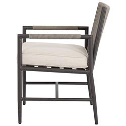 Aurora Mid Century Ash Cushion Aluminum Outdoor Dining Arm Chair|