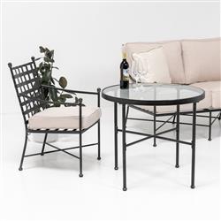 Aurore French Clear Glass Top Aluminum Outdoor Bistro Dining Table - 32"W|