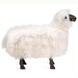 Seamus Modern Ivory Sheepskin Antique Bronze Sheep Statue|