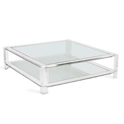 Surrey Modern Glass Acrylic Square Coffee Table - 60"|