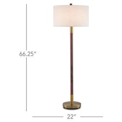 Rolly Modern Classic Brown Wood Antique Brass Metal Floor Lamp|