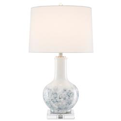 Marianne Modern Classic White Ceramic Blue Floral Table Lamp|