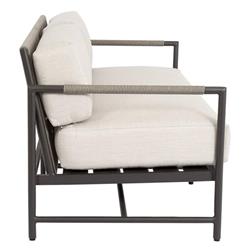 Aurora Mid Century Ash Cushion Graphite Aluminum Outdoor Loveseat|