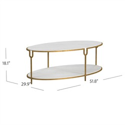 Lorcan Hollywood Regency Ivory Stone Oval Coffee Table|