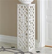 Mamounia Modern Classic White Marble Fretwork Plinth Pedestal - 48"|