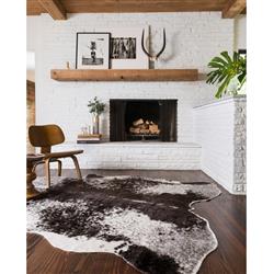 Grand Canyon Rustic Lodge Black White Faux Hide Rug - 3'10"x5'|