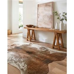 Grand Canyon Rustic Lodge Brown Ivory Faux Hide Rug - 3'10"x5'|