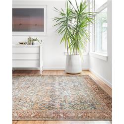 Layla Global Bazaar Rust Orange Blue Patterned Rug - 3'6"x5'6"|