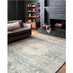 Rosette French Country Blue Medallion Patterned Rug - 5'x7'6"|