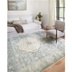 Rosette French Country Blue Medallion Patterned Rug - 5'x7'6"|