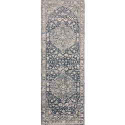 Teagan Global Bazaar Blue Grey Floral Patterned Rug - 3'4"x5'7"|