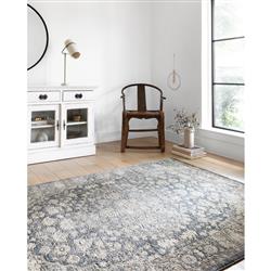 Teagan Global Bazaar Blue Grey Floral Patterned Rug - 3'4"x5'7"|