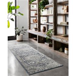 Teagan Global Bazaar Blue Grey Floral Patterned Rug - 3'4"x5'7"|
