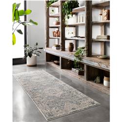 Teagan Global Bazaar Beige Blue Floral Patterned Rug - 3'4"x5'7"|