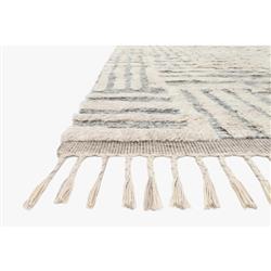 Jaxx Modern Classic Ivory Grey Wool Linear Patterned Shag Rug - 4'x6'|