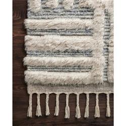 Jaxx Modern Classic Ivory Grey Wool Linear Patterned Shag Rug - 4'x6'|