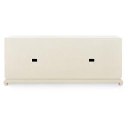 Meredith Modern Classic Beige Grasscloth Wood Media Cabinet|