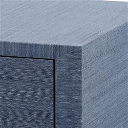 Meredith Modern Classic Blue Grasscloth Wood Media Cabinet|