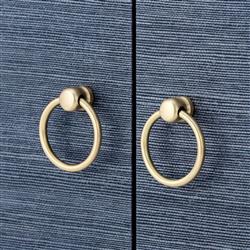 Meredith Modern Classic Blue Grasscloth Wood Media Cabinet|