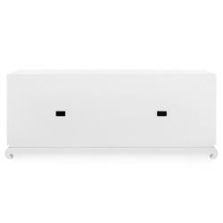 Meredith Modern Classic White Grasscloth Wood Media Cabinet|