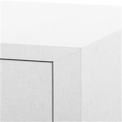 Meredith Modern Classic White Grasscloth Wood Media Cabinet|