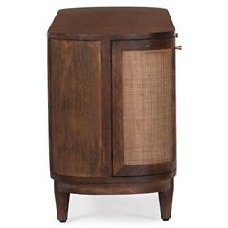 Daphne Mid Century Dark Acacia Wood Woven Cane Rattan 4 Door Media Cabinet - 68"W|