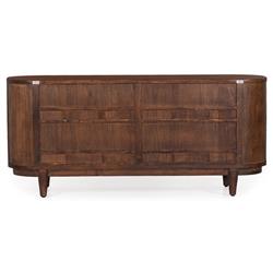 Daphne Mid Century Dark Acacia Wood Woven Cane Rattan 4 Door Media Cabinet - 68"W|