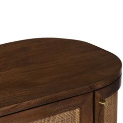 Daphne Mid Century Dark Acacia Wood Woven Cane Rattan 4 Door Media Cabinet - 68"W|