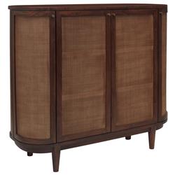 Daphne Mid Century Dark Acacia Wood Woven Cane Rattan Sideboard|