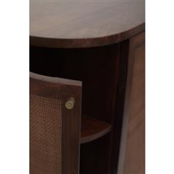 Daphne Mid Century Dark Acacia Wood Woven Cane Rattan Sideboard|
