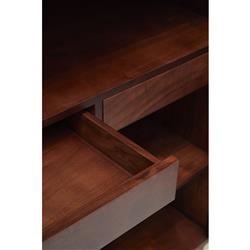 Daphne Mid Century Dark Acacia Wood Woven Cane Rattan Sideboard|