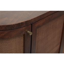 Daphne Mid Century Dark Acacia Wood Woven Cane Rattan Sideboard|