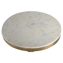 Freya Modern Classic White Marble Antique Brass Bar Table - 24"|