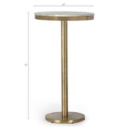 Freya Modern Classic White Marble Antique Brass Bar Table - 24"|