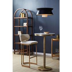 Freya Modern Classic White Marble Antique Brass Bar Table - 24"|