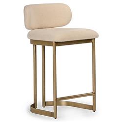 Freya Modern Classic White Upholstered Antique Brass Counter Stool|