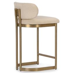 Freya Modern Classic White Upholstered Antique Brass Counter Stool|
