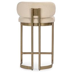 Freya Modern Classic White Upholstered Antique Brass Counter Stool|