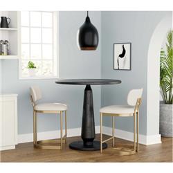 Freya Modern Classic White Upholstered Antique Brass Counter Stool|