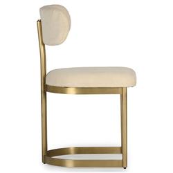 Freya Hollywood Regency Cream Upholstered Antique Brass Dining Side Chair|