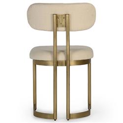 Freya Hollywood Regency Cream Upholstered Antique Brass Dining Side Chair|