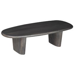 Laura Modern Classic Charcoal Oak Wood Round Edge Oval Coffee Table|