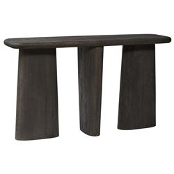 Laura Rustic Lodge Black Oak Wood Round Edge Console Table|
