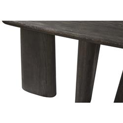 Laura Rustic Lodge Black Oak Wood Round Edge Console Table|