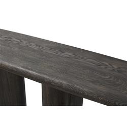 Laura Rustic Lodge Black Oak Wood Round Edge Console Table|