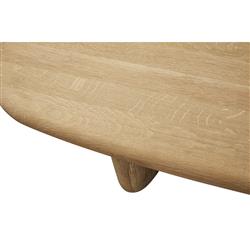 Laura Modern Classic Natural Oak Wood Round Edge Oval Coffee Table|