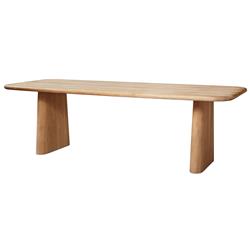 Laura Rustic Brown Oak Wood Round Edge Double Pedestal Base Dining Table - 84"W|