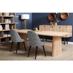 Laura Rustic Brown Oak Wood Round Edge Double Pedestal Base Dining Table - 84"W|